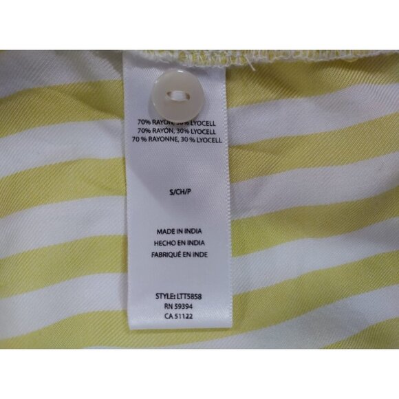 Beachlunchlounge Womens Yellow & White Striped Short Sleeve Crop Top S. - Picture 4 of 9